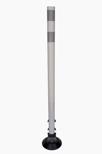 42" White Round Flexstake Delineator Post With Base